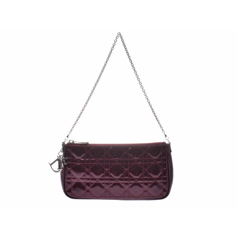 Dior Cannage Chain Hobo Bag Bordeaux Purple Red Enamel CHRISTIAN